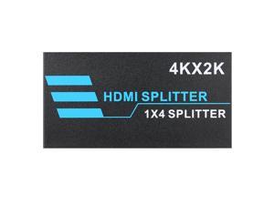1 in 4 out HD Splitter Up to 3840*2160 Resolution Metal Shell Compatible with PC TV Monitor Projector Plug and Play US Plug