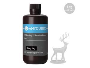 Original ANYCUBIC 3D Printer Resin 405nm LCD Quick-Curing Resin Material High Precision Great Stability for LCD 3D Printing 1KG White Color Gray