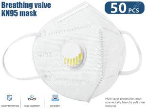 50Pcs KN95 Mask, 5-layer KN95 Face Mask Anti Covid-19 Face Mask Protection Face Mask Air Filter Dust Proof Healthy Protective Respirator (White, In Stock)