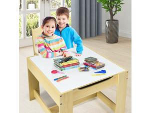 Kids Table Chairs Set With Storage Boxes Blackboard Whiteboard Drawing-Natural Children Study Table Chair Kids Table Chairs Set With Storage Boxes Blackboard Whiteboard Drawing-Natural Children Study Table Chair