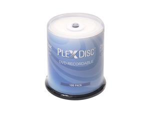 PlexDisc 4.7GB 16X DVD-R White Inkjet Printable 100 Packs Discs 632-215-BX