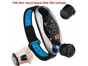 T90 2in1 Smart Watch BT5.0 TWS Earbuds Fitness Tracker Wireless Sports Headphone T90 2in1 Smart Watch BT5.0 TWS Earbuds Fitness Tracker Wireless Sports Headphone