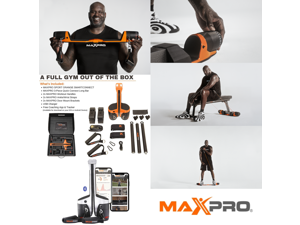 MAXPRO Fitness Smart Home Gym - Versatile Portable Cable Machine Smart Connect Bluetooth | Build, Burn & Tone | Strength, HIIT, Plyo (Powerful Workout w/ 5-300lbs Concentric Resistance), Raw Metal