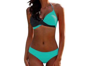 Women Push Up Bikini Set Halterneck Padded Swimsuit Swimwear Bathing Suit Beachwear Color-Block Women Push Up Bikini Set Halterneck Padded Swimsuit Swimwear Bathing Suit Beachwear Color-Block