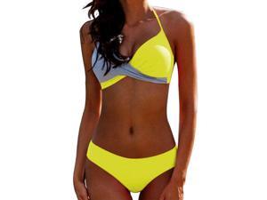 Women Push Up Bikini Set Halterneck Padded Swimsuit Swimwear Bathing Suit Beachwear Color-Block Women Push Up Bikini Set Halterneck Padded Swimsuit Swimwear Bathing Suit Beachwear Color-Block