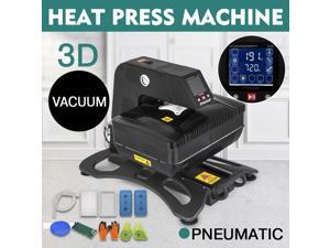 Intsupermai Black 3D Pneumatic Vacuum Sublimation Heat Press Machine for T-Shirt Mug Plate Phone Case Glass Frame Crystal Puzzle Transfer