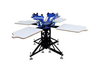 Intsupermai 4 Color 4 Station Screen Printing Press Double Rotary T-shirt Screen Printer