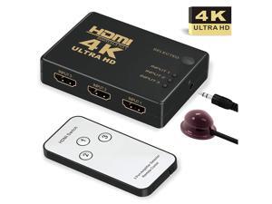 HDMI Switch 4K, GANA Intelligent 3-Port HDMI Switcher, Splitter, Supports 4K, Full HD1080p, 3D with IR Remote HDMI Switch 4K, GANA Intelligent 3-Port HDMI Switcher, Splitter, Supports 4K, Full HD1080p, 3D with IR Remote
