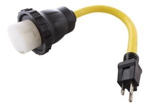 AC Connectors 1.5 ft. 10/3 Household 5-15P 15 Amp Plug to RV/Marine 50 Amp Detachable Inlet Adapter