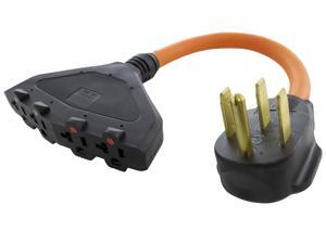 1.5FT Adapter NEMA 14-50P RV/Range Plug to (4) Household 20A Outlets 1.5FT Adapter NEMA 14-50P RV/Range Plug to (4) Household 20A Outlets