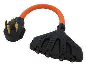 1.5 ft. NEMA 14-30P 4-Prong Dryer Plug to (4) NEMA 5-15/20R 15/20 Amp Household Female Connectors Adapter Cord