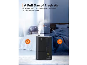 TaoTronics Humidifiers, 4L Cool Mist Ultrasonic Humidifier for Bedroom Home Large Room Baby Room, Quiet Operation, LED Display with Humidistat, Waterless Auto Shut-off (1.06 Gallon, US 110V TaoTronics Humidifiers, 4L Cool Mist Ultrasonic Humidifier for Bedroom Home Large Room Baby Room, Quiet Operation, LED Display with Humidistat, Waterless Auto Shut-off (1.06 Gallon, US 110V