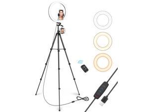 12" Selfie Ring Light with Tripod Stand 2 Phone Holders and Bluetooth Remote Shutter Compatible with iOS Android,TaoTronics Dimmable Led Circle Phone Camera Laptop Light for Makeup Streaming YouTube