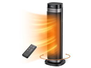 TaoTronics PTC Space Heater, 1500W Fast Heating Ceramic Tower Fan Heater, 24" High Oscillating Portable & Quiet with Remote ECO Mode 12H Timer Tip-Over Switch Overheating Protection LED Display