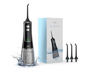 Anjou Water Flossing Cordless Oral Irrigator - 300ML Portable IPX7 Waterproof Water Teeth Cleaner, 3 Modes Water Cordless Oral Irrigator for Teeth/Braces, 5 Water Jet Tips for Travel & Family Use