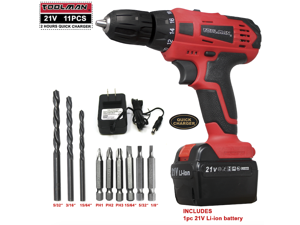 Toolman 21V Cordless Drill Kit 2-Speed 11 pcs Drill Set for Heavy Duty with Charger Toolman 21V Cordless Drill Kit 2-Speed 11 pcs Drill Set for Heavy Duty with Charger