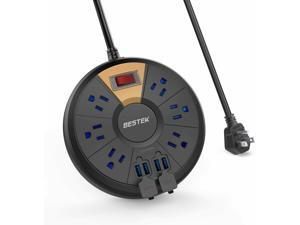 BESTEK 6-Outlet Round Power Strip with 4 USB Ports Desktop Charging Station 220J BESTEK 6-Outlet Round Power Strip with 4 USB Ports Desktop Charging Station 220J