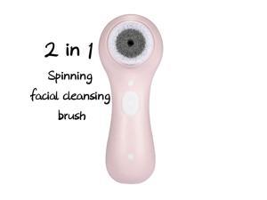 Spinning Waterproof facial cleansing Brush, Miaface 2 in 1 facial Brush for deep cleansing, Gentle Exfoliating, Removing blackheads, Massaging, with 2 replacement heads, Automatic timer, IPX 7