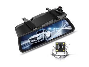 10'' Full Color Touch Screen 2 Lens Front Rear Dual Record Mirror Dash Camera with Night Vision Cycle Recording & Parking Monitor 10'' Full Color Touch Screen 2 Lens Front Rear Dual Record Mirror Dash Camera with Night Vision Cycle Recording & Parking Monitor