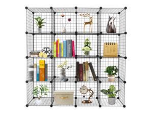 16 Cubes Wire Grid Organizer Rack Bookcase Storage Cabinet Wardrobe Closet Shelf