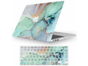 JOYACE Case Compatible with MacBook Pro 15 Inch with Touch Bar, Slim Rubberized Hard Plastic Case Cover Shock Proof Protective Case with Keyboard Cover for Mac Pro 15 Inch 2016-2019, Green Marble