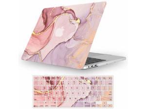 JOYACE Case Compatible with MacBook Pro 15 Inch with Touch Bar, Slim Rubberized Hard Plastic Case Cover Shock Proof Protective Case with Keyboard Cover for Mac Pro 15 Inch 2016-2019, Pink Marble