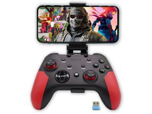 Mobile Phone Bluetooth Gamepad Controller, Dual Shock and Xbox Wireless Gaming Controller for iPhone/Android/PC/Mac/Switch/PS4,USB Wireless Receiver,Turbo,Dual Vibration,Wuzcon