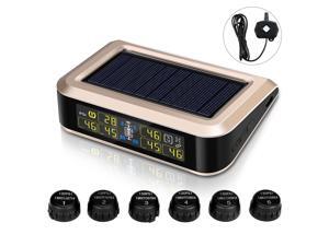 Elikliv Solar Tire Pressure Monitoring System for RV Trailer, TPMS Wireless Monitor with 6 Tire Pressure Sensors, Real-time Displays Pressure and Temperature Elikliv Solar Tire Pressure Monitoring System for RV Trailer, TPMS Wireless Monitor with 6 Tire Pressure Sensors, Real-time Displays Pressure and Temperature