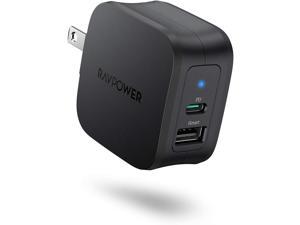 USB C Charger RAVPower 30W 2 Ports Wall Charger with 18W PD 3.0 Fast Charging Power Delivery Foldable Adapter Compatible for iPhone 12 Pro Max Galaxy S9 S8 iPad Pro 2018 and More