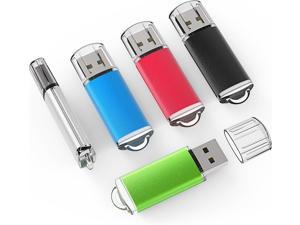 TOPSELL 5 Pack 32GB USB 2.0 Flash Drive Memory Stick Thumb Drives (5 Mixed Colors: Black Blue Green Red Silver)