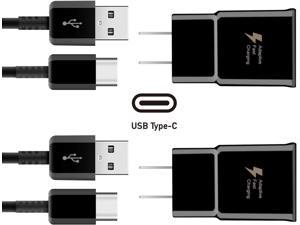 2 Pack Adaptive Fast Charger 5 ft Type C (Wall Charger+Type C USB Cable) Compatible with Samsung Galaxy S8 / S8+ / S9 / S9+ / S10e / S10 / S10+ / Note8 / Note 9 / LG G8 (Black)