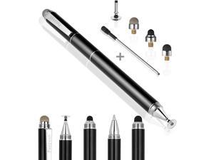 Capacitive Stylus Pen with Ballpoint Pen Writing ,Penyeah 4-in-1 Touch Screen Stylus-Writing Pen &Disc Tip & Mesh Fiber Tip & Rubber Tip,Stylus Pen For Touch Screen Devices--Black