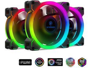 anidees AI Aureola Duo 80mm 3pcs RGB PWM Dual Light Loop Fan Compatible with 5V 3pins addressable RGB Header, for PC case Fan, Cooler Fan, w/Remote(AI-AR-DUO8) anidees AI Aureola Duo 80mm 3pcs RGB PWM Dual Light Loop Fan Compatible with 5V 3pins addressable RGB Header, for PC case Fan, Cooler Fan, w/Remote(AI-AR-DUO8)