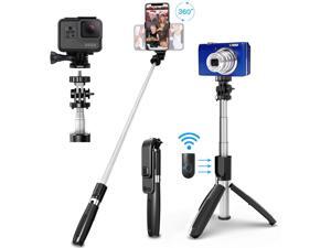 Selfie Stick Tripod, All in One 40 Inch Extendable Phone Tripod with Detachable Wireless Bluetooth Remote Adjustable Gopro DSLR Camera Tripod Compatible with iPhone 11/XS Max/XS/X Android Phone Selfie Stick Tripod, All in One 40 Inch Extendable Phone Tripod with Detachable Wireless Bluetooth Remote Adjustable Gopro DSLR Camera Tripod Compatible with iPhone 11/XS Max/XS/X Android Phone