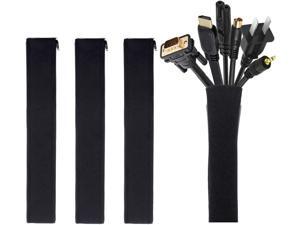 Cable Management Sleeve, Cord Management System for TV / Computer / Home Entertainment, 19 - 20 inch Flexible Cable Sleeve Wrap Cover Organizer, 4 Piece - Black Cable Management Sleeve, Cord Management System for TV / Computer / Home Entertainment, 19 - 20 inch Flexible Cable Sleeve Wrap Cover Organizer, 4 Piece - Black