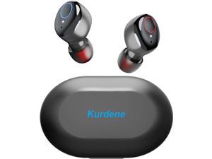 Kurdene Wireless Earbuds,Bluetooth Earbuds with Charging Case Bass Sounds IPX8 Waterproof Sports Headphones with Mic Touch Control 24H Playtime for iPhone/Samsung/Android-Black