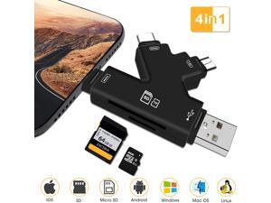 Trail Camera Viewer Memory SD Card Reader for iPhone Android IPad & Mac, 4 in 1 SD Card Reader Sd Card Viewer to View Photos Or Videos from Deer Hunting Camera On Smartphone