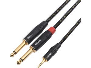 DISINO 1/8 Inch TRS Stereo to Dual 1/4 inch TS Mono Y-Splitter Cable 3.5mm Aux Mini Jack Stereo Breakout Cable Path Cords - 10 feet