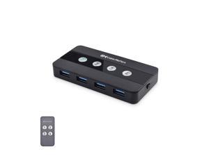 Cable Matters 4 Port USB 3.0 Switch Hub USB Sharing Switch for 4 Computers and USB Peripherals - Button or Wireless Remote Control Swapping - Includes USB-C Adapter for USB-C and Thunderbolt 3 Cable Matters 4 Port USB 3.0 Switch Hub USB Sharing Switch for 4 Computers and USB Peripherals - Button or Wireless Remote Control Swapping - Includes USB-C Adapter for USB-C and Thunderbolt 3