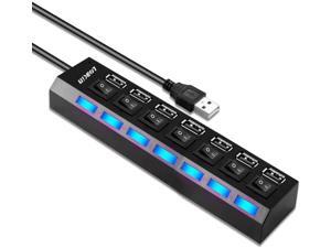 7 in 1 USB Hub, 7 Potrs Multi Ports USB 2.0 Hub Splitter with Individual On/Off Switches LED Indicator Lights for PC, USB Flash Drives, Mouse for Business Trip,Home Office,Online Class(Black) 7 in 1 USB Hub, 7 Potrs Multi Ports USB 2.0 Hub Splitter with Individual On/Off Switches LED Indicator Lights for PC, USB Flash Drives, Mouse for Business Trip,Home Office,Online Class(Black)