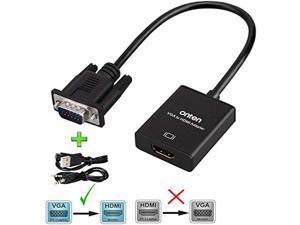 VGA to HDMI, Onten 1080P VGA to HDMI Adapter (Male to Female) for Computer, Desktop, Laptop, PC, Monitor, Projector, HDTV with Audio Cable and USB Cable (Black) VGA to HDMI, Onten 1080P VGA to HDMI Adapter (Male to Female) for Computer, Desktop, Laptop, PC, Monitor, Projector, HDTV with Audio Cable and USB Cable (Black)