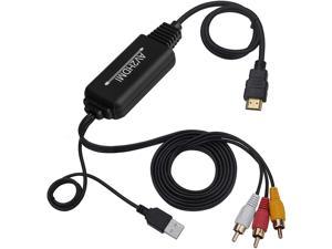 RCA to HDMI Converter RCA to HDMI Cable AV to HDMI Converter Cable Cord 3RCA CVBS Composite Audio Video to 1080P HDMI Supporting PAL NTSC for PC Laptop Xbox PS3 PS4 TV STB VHS VCR Camera DVD Etc