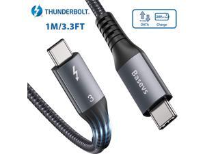 Thunderbolt 3 Cable (3.3Ft/1M/40Gbps) TB3 Certified USB C 4.0 Cable 20V/5A 100W Supports 1x 5K 60hz or Double 4K 60hz Monitor External SSD eGpu (External Gpu) USB-C Docking Station Thunderbolt 3 Cable (3.3Ft/1M/40Gbps) TB3 Certified USB C 4.0 Cable 20V/5A 100W Supports 1x 5K 60hz or Double 4K 60hz Monitor External SSD eGpu (External Gpu) USB-C Docking Station