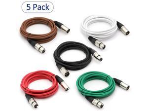 Dremake Professional Audio Mic Cable Cords - XLR 3 Pin Male to XLR 3 Pin Female Colored Cables - 10 Balanced Snake Cord - 5 Pack Dremake Professional Audio Mic Cable Cords - XLR 3 Pin Male to XLR 3 Pin Female Colored Cables - 10 Balanced Snake Cord - 5 Pack