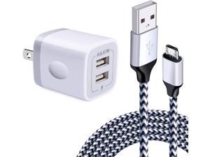 Fast Wall Charger Adapter with Android Micro USB Cable Plug Cube Compatible Samsung Galaxy J8 J7 Sky Pro Perx Star J7V Prime j3 Emerge Luna Pro Eclipse Mission On5On7On8S3J6J2 6 FT Cord
