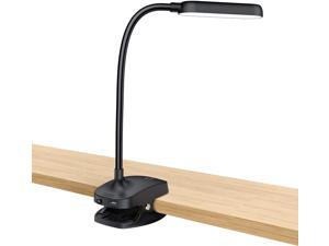 Desk Lamp Battery Operated Rechargeable Clip On Reading Light 3000mA Light up to 100 hrs Flexible Gooseneck Cordless Dimmable Lamp for Desk Bed Headboard Piano (Black)