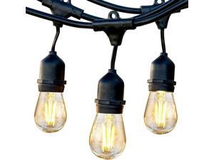 Ambience Pro - Waterproof LED Outdoor String Lights - Hanging 1W Vintage Edison Bulbs Create Bistro Ambience On Your Gazebo - 24 Ft Commercial Grade Cafe Lights Dimmable