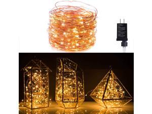 Minetom Fairy Lights Plug in 100Ft 300LED Waterproof Firefly Lights on Copper Wire - UL Adaptor Included Starry String Lights for Wedding Indoor Outdoor Christmas Patio Garden Decoration Warm White