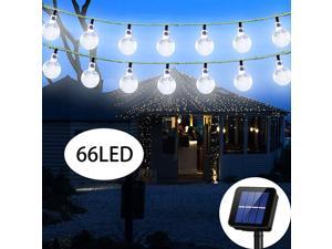 Solar String Lights Globe 38 Feet 66 Crystal Balls Waterproof LED Fairy Lights 8 Modes Outdoor Starry Lights Solar Powered String Light for Garden Yard Home Party Wedding Decoration(White)