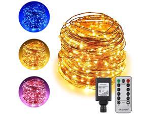 ErChen Dual-Color LED String Lights 165 FT 500 LEDs Plug in Copper Wire Color Changing 8 Modes Dimmable Fairy Lights with Remote Timer for Indoor Outdoor Christmas (Blue/Warm White)